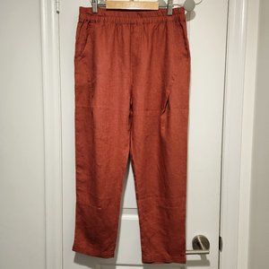 Rust Red Linen Ankle Pants